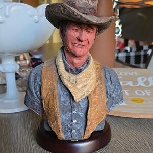 John Wayne Bust Sculpture with Hat